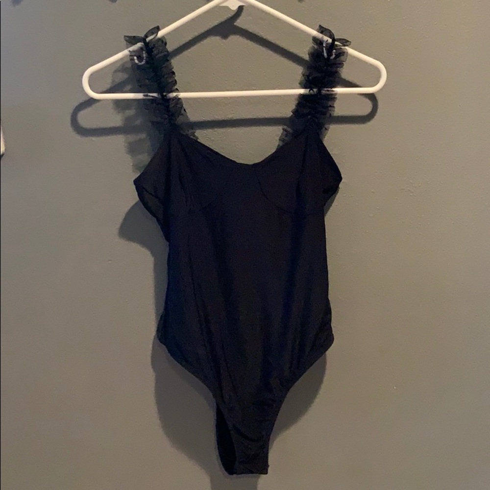 Black lace body suit
